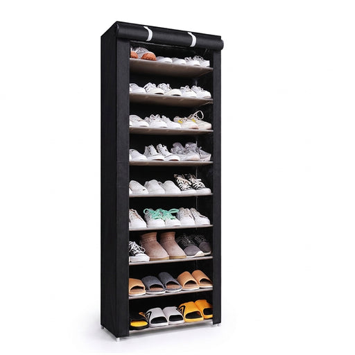 6/8/10-Layer Dustproof Shoe Cabinet Organiser — Non-woven, Space-saving