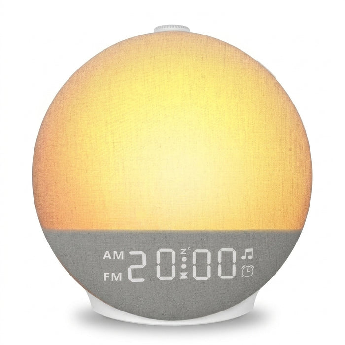 Wake-Up Light Sunrise Alarm Clock with White Noise, Bluetooth Speaker & Colour-Changing Night Light