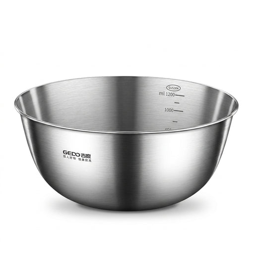 304 Stainless Steel Mixing Bowl (16–30cm) — LFGB Certified with Measuring Scale