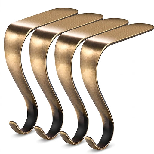 Metal Christmas Stocking Hook for Fireplace Mantels, 10 x 10 cm, Bronze